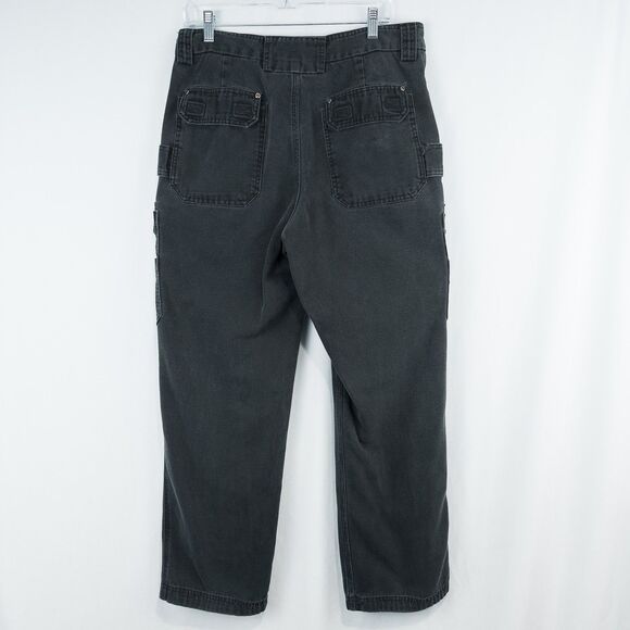 Duluth Trading Co Fire Hose Relaxed Fit Cargo Work Pants Mens 35x32* Black READ - Picture 2 of 16